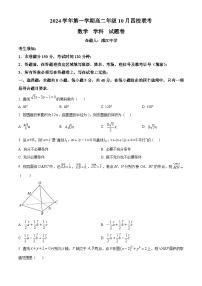 浙江省杭州市周边重点中学四校2024-2025学年高二上学期10月联考数学试题