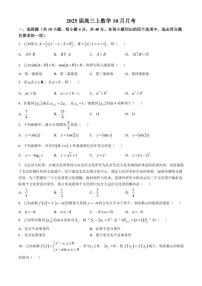 北京市北京师范大学第二附属中学2025届高三上学期10月月考数学试卷（含答案）