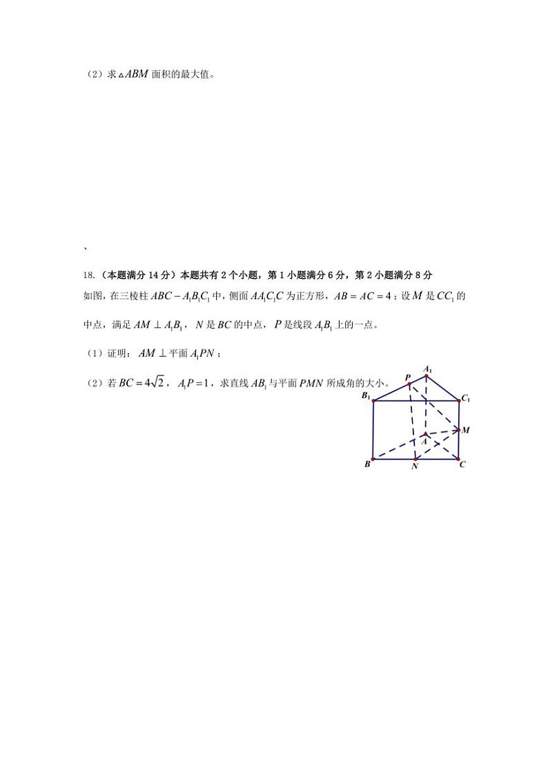 上海市宝山区某校2024~2025学年高三上学期开学摸底考试数学试题(含答案)03