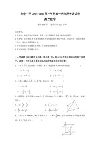 广东省深圳市龙华中学2024～2025学年高二上学期第一次阶段考月考数学试题（含答案）