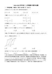 广东省东莞市第四高级中学2024-2025学年高二上学期10月期中考试数学试题(无答案)