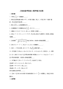 上海市上海市实验学校2025届高三上学期9月练习 数学试题(含解析)