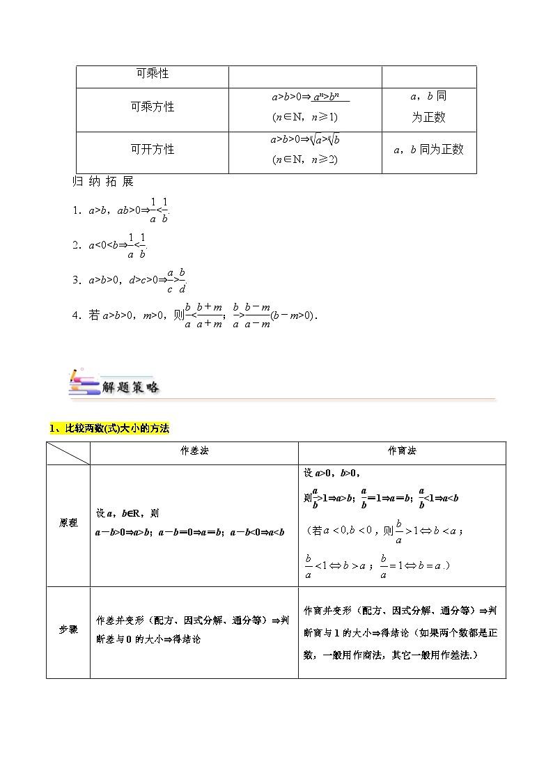 备战2025年高考数学一轮复习综合课件——等式与不等式的性质02
