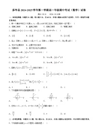 新疆维吾尔自治区喀什地区莎车县2024-2025学年高一上学期期中考试数学试题(无答案)