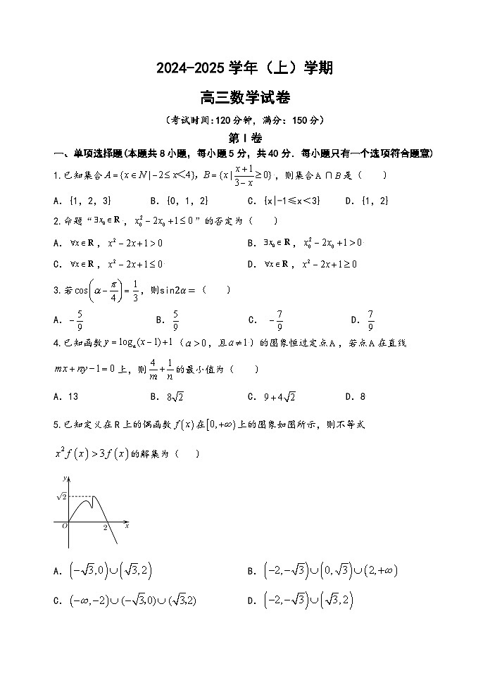 2024~2025高三上学期10月数学试题第1页