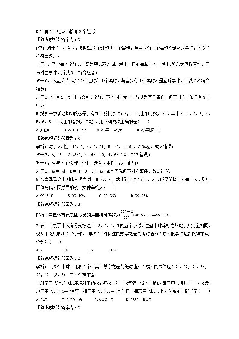 新高考数学考前考点冲刺精练卷60《随机事件与概率》(教师版)第2页