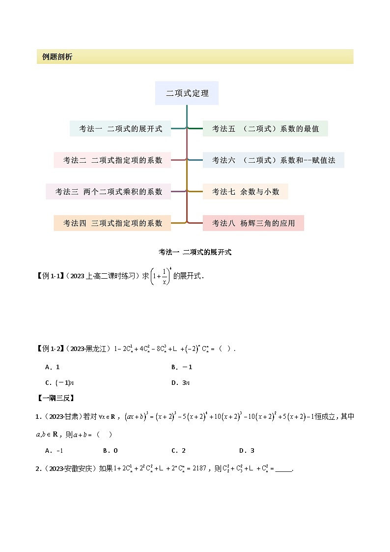 人教版高中数学选择性必修三 精讲精练6.3 二项式定理(2份,原卷版+解析版)02