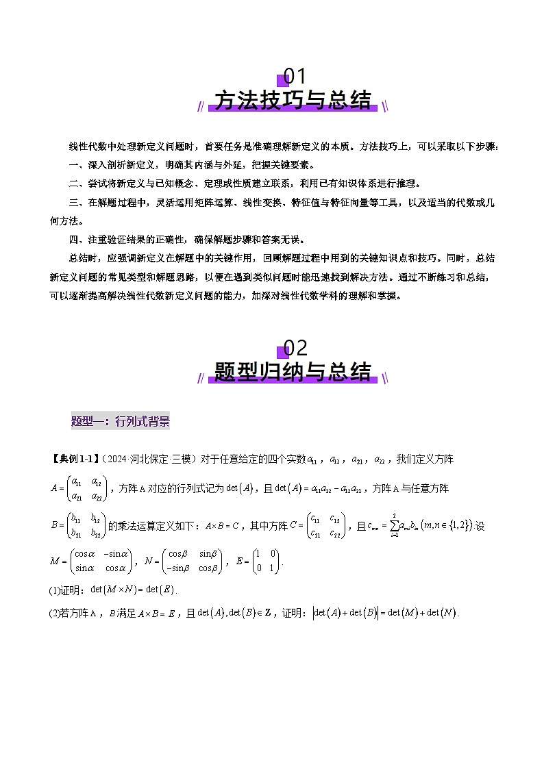 重难点突破02 线性代数背景下新定义(四大题型)(原卷版)第2页