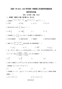 安徽省合肥市第一中学2024-2025学年高三上学期期中教学质量检测数学试题+答案