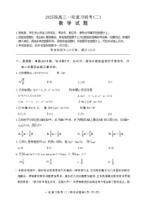 百师联盟2025届高三上学期一轮复习联考（二）数学试卷（Word版附解析）