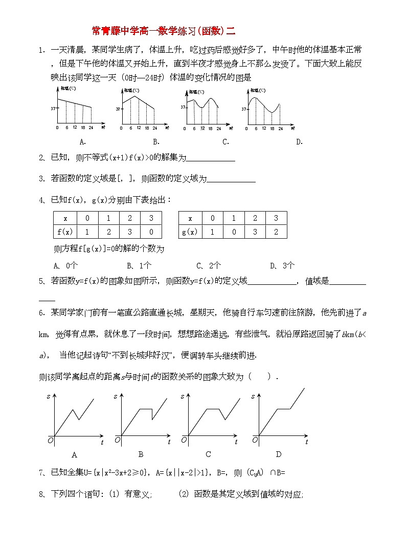 2022年江苏省常青藤高一数学练习二第1页
