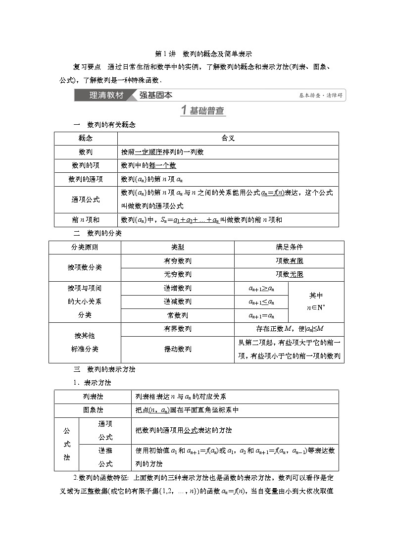 第七章 第一讲 数列的概念及简单表示(课件+讲义+练习)-【知识梳理】2025年高考数学一轮复习知识梳理01