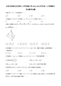 北京市海淀区北京理工大学附属中学2024-2025学年高二上学期期中考试数学试题