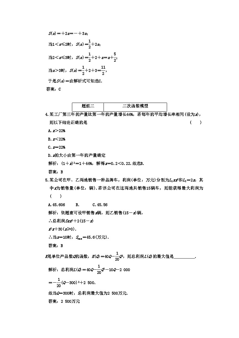 2022年高考数学一轮复习第十节函数模型及其应用课下作业新人教版第2页
