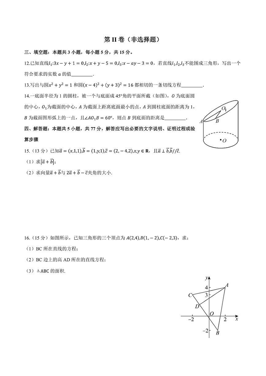 福建省南平市武夷山第一中学2024~2025学年高二上学期期中考试数学试卷(含答案)第3页