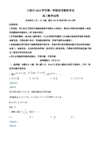 浙江省宁波市2025届高三上学期一模考试数学试卷（Word版附解析）