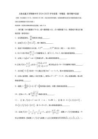 上海交通大学附属中学2024-2025学年高一上学期期中考试数学试题