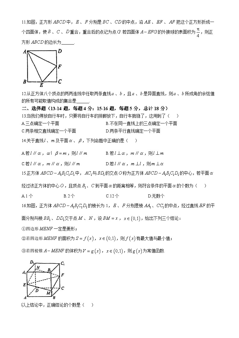 上海市崇明中学2024-2025学年高二上学期期中考试数学试卷(无答案)第2页