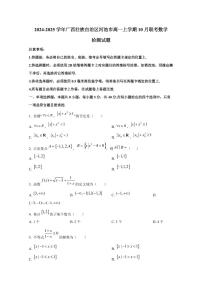 2024-2025学年广西壮族自治区河池市高一上学期10月联考数学检测试题