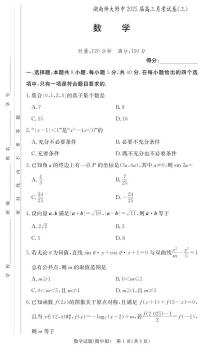 数学丨湖南省长沙市湖南师范大学附属中学2025届高三11月月考（三）数学试卷及答案