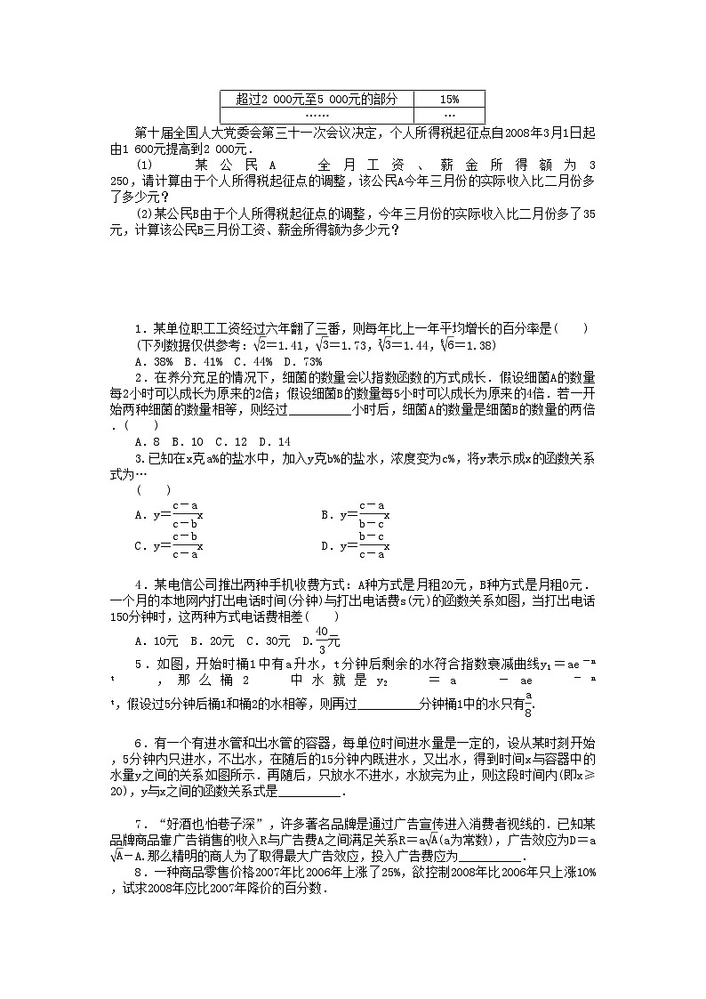 2022年数学人教版A必修1同步训练3.2.2函数模型的应用实例第1课时附答案2第2页