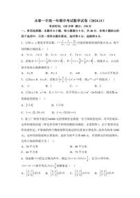 福建省泉州市永春第一中学2024～2025学年高一(上)期中数学试卷(含答案)