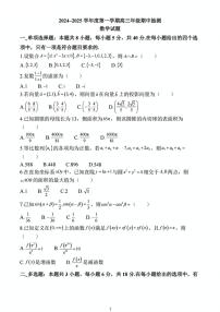 江苏省连云港市2024-2025学年高三第一学期期中调研考试数学试卷+答案