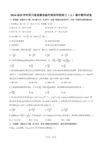 2024～2025学年四川省成都实验外国语学校高三(上)期中数学试卷(含答案)
