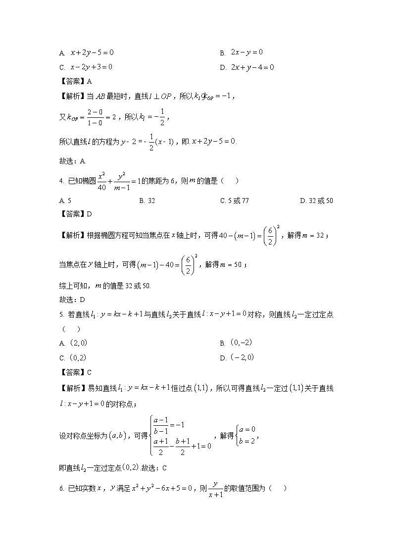 福建省福州市福九联盟2024-2025学年高二上学期期中联考数学试卷(解析版)第2页