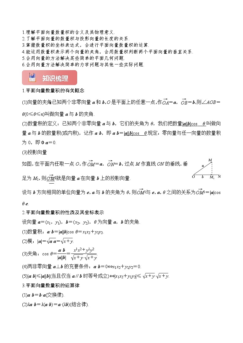 专题30 平面向量的数量积及其应用-2025年高考数学一轮复习讲义(知识梳理+真题自测+考点突破+分层检测)(新高考专用)原卷版第2页