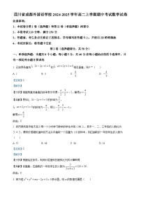 四川省成都外国语学校2024-2025学年高二上学期期中考试数学试卷（Word版附解析）