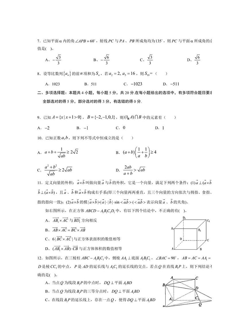 甘肃省定西市陇西县第一中学等校2023~2024学年高三(上)期中学业质量检测数学试卷(含答案)第2页