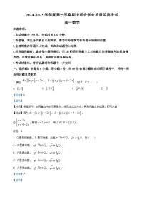 广东省清远市九校2024-2025学年高一上学期11月期中联考数学试卷（Word版附解析）