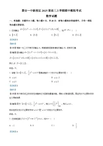 2025泰安一中高三上学期11月月考数学试题含解析