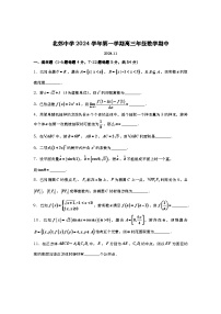 上海市上海财经大学附属北郊高级中学2024-2025学年高三上学期期中考试数学试题