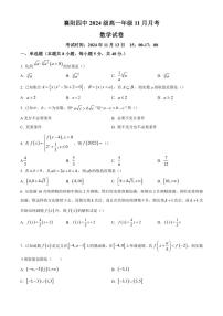 2024～2025学年湖北省襄阳市第四中学高一(上)期中数学试卷(含答案)
