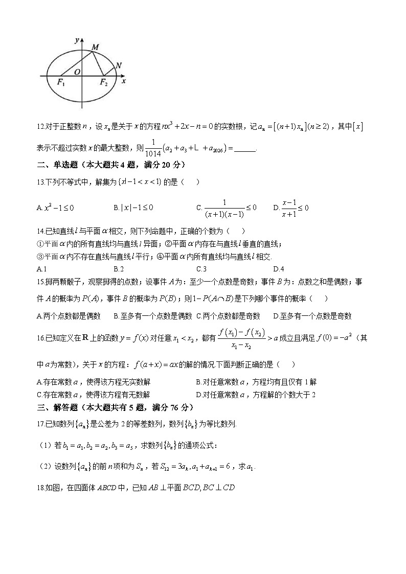 上海市普陀区2024-2025学年高三上学期11月调研测试(0.5模)数学试卷第2页