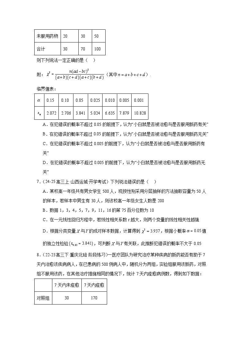线性回归分析与独立性检验专项练习-2025届高三数学一轮复习第3页