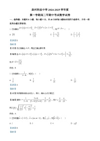 福建省泉州市泉州科技中学2025届高三上学期期中考试数学试卷(解析版)-A4