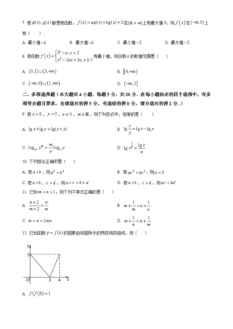 吉林省白城市實驗高級中學(xué)2024-2025學(xué)年高一上學(xué)期11月期中考試數(shù)學(xué)試題（原卷版）-A4第2頁