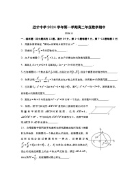 上海市进才中学2024-2025学年高二上学期期中考试数学试题