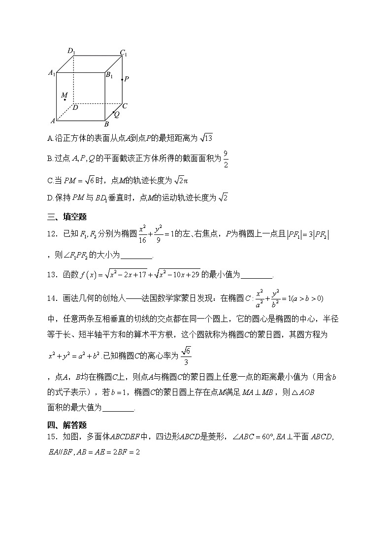 福建省泉州市四校2024-2025学年高二上学期11月期中联考数学试卷(含答案)第3页