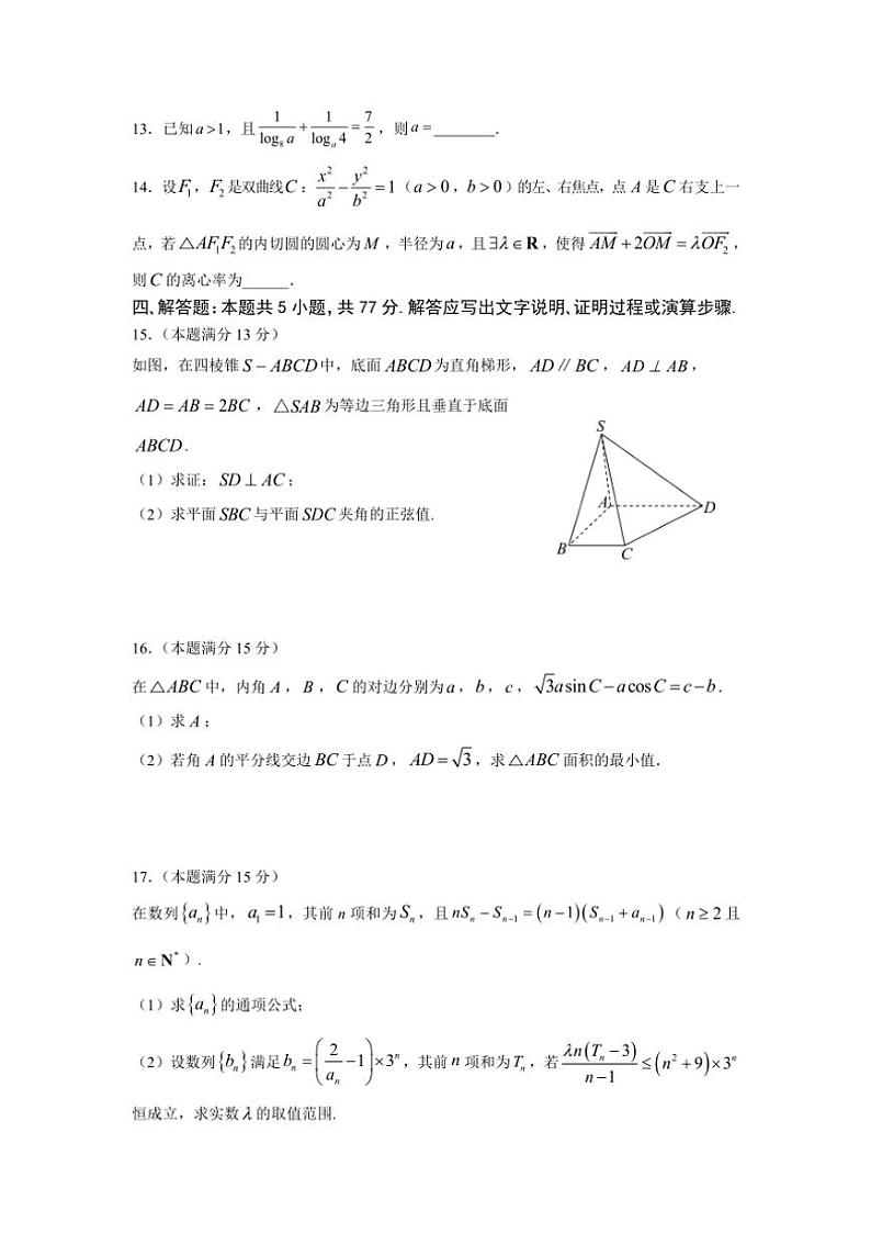 湖南省永州市祁阳2024~2025学年高三(上)期中数学试卷(含答案)第3页