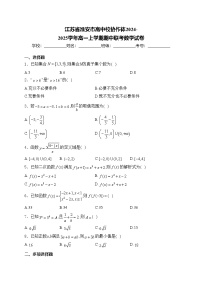 江苏省淮安市高中校协作体2024-2025学年高一上学期期中联考数学试卷(含答案)