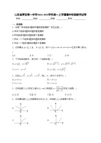 山东省泰安第一中学2024-2025学年高一上学期期中检测数学试卷(含答案)