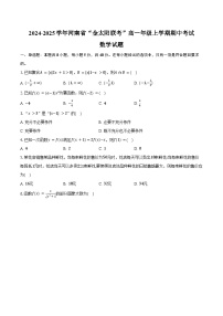 2024-2025学年河南省“金太阳联考”高一年级上学期期中考试数学试题（含答案）