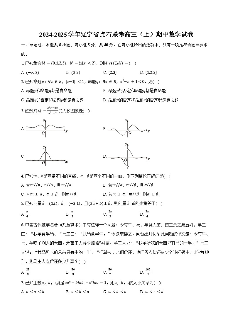 2024-2025学年辽宁省点石联考高三(上)期中数学试卷(含答案)第1页