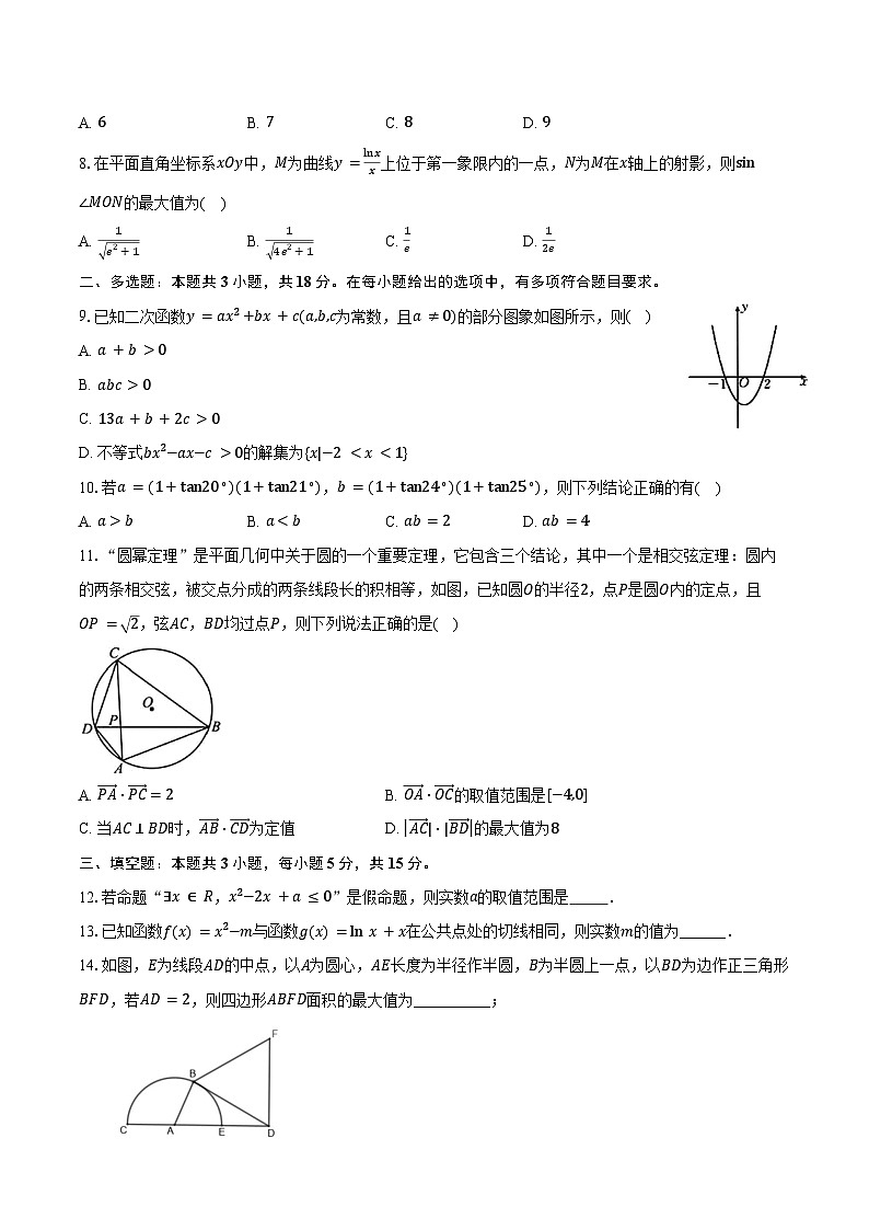 安徽省“智学大联考·皖中名校联盟”2025届高三11月期中联考数学试卷(含答案)第2页