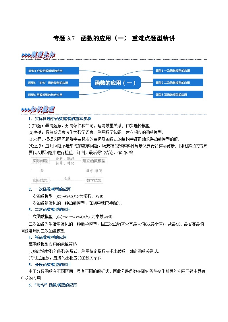 高考数学二轮复习讲义练习专题3.7 函数的应用(一)-重难点题型精讲(教师版)第1页