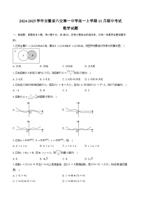 2024-2025学年安徽省六安第一中学高一上学期11月期中考试数学试题（含答案）